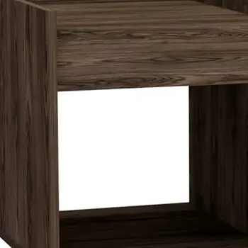 32" Dark Walnut Manufactured Wood Rectangular Coffee Table With Shelf