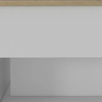 22" White And Light Oak Manufactured Wood Rectangular Coffee Table With Drawer
