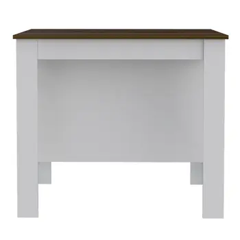 White and Brown 41" Kitchen Island With Storage