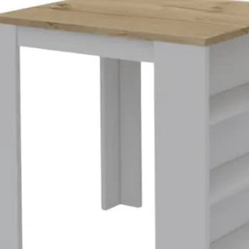 White and Natural 36" Kitchen Island With Storage
