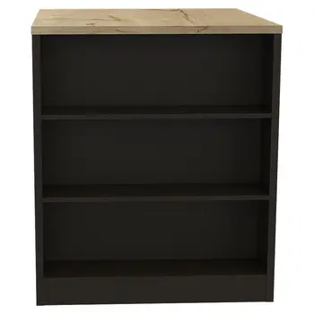 Black and Natural 36" Kitchen Island With Storage