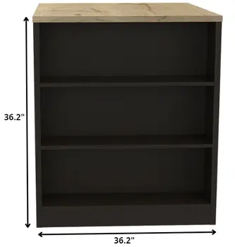 Black and Natural 36" Kitchen Island With Storage