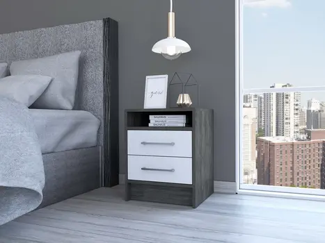 20" Wood Two Drawer Nightstand