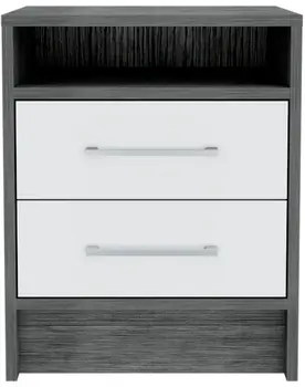 20" Wood Two Drawer Nightstand