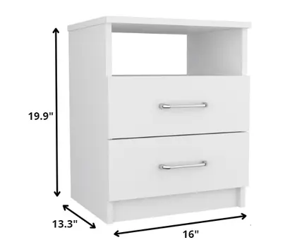 20" Wood Two Drawer Nightstand