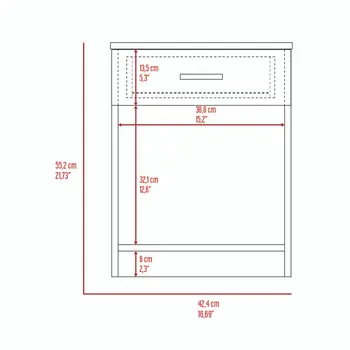 22" Wood One Drawer Nightstand