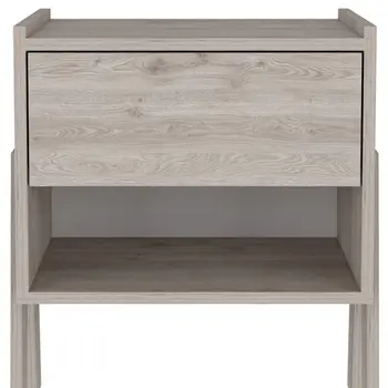 22" Light Gray Wood One Drawer Nightstand