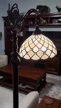 62" Brown And White Floor Lamp With White Glass Bowl Shade