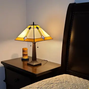 21" Dark Brown Metal Two Light Candlestick Table Lamp With Beige Shade