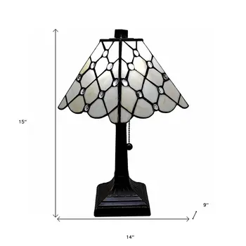 15" Dark Brown Metal Candlestick Table Lamp With White Empire Shade