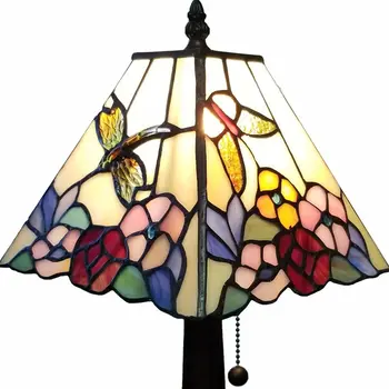 15" Dark Brown Metal Candlestick Table Lamp With Pink and Black Empire Shade