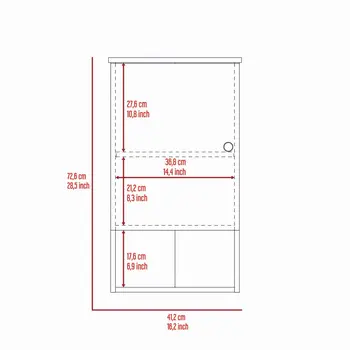 16" Light Oak And White Wall Mounted Cabinet With Three Shelves