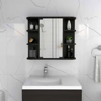 24" Black Wood Floating Bathroom Vanity