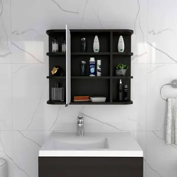 24" Black Wood Floating Bathroom Vanity