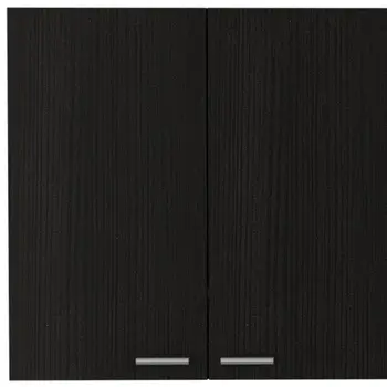 59" Black Wood Wall mounted Accent Cabinet With Five Shelves