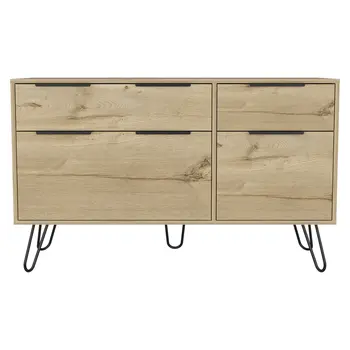 47" Brown and Black Four Drawer Double Dresser