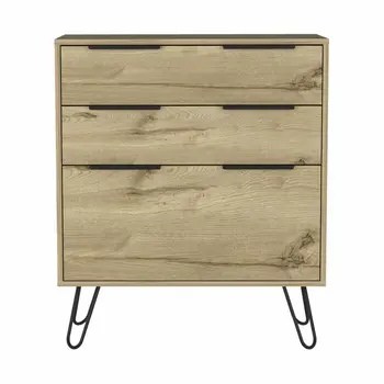 30" Brown and Black Three Drawer Dresser