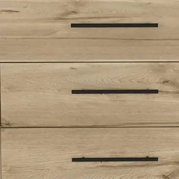 59" Natural and Black Six Drawer Double Dresser
