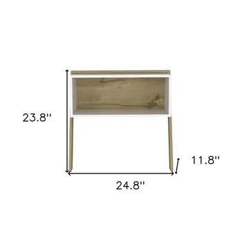 24" White and Oak Faux Wood Nightstand