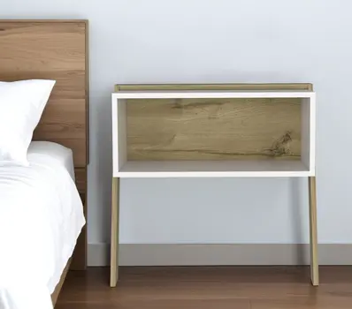 24" White and Oak Faux Wood Nightstand