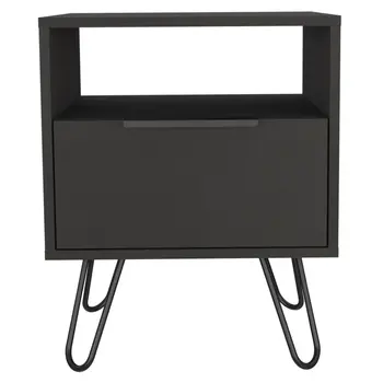 22" Black Wood Nightstand