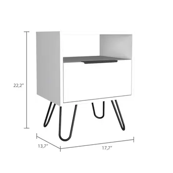 22" White Wood Nightstand