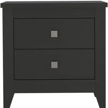 24" Black Wood Two Drawer Nightstand