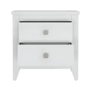 24" White Wood Two Drawer Nightstand