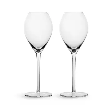 Set of Two Clear Crystal Glass Tuliped Bowl Stemmed Champagne Glass
