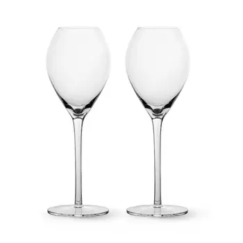 Set of Two Clear Crystal Glass Tuliped Bowl Stemmed Champagne Glass