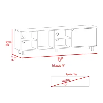 71" Natural Wood Enclosed and Open Storage TV Stand