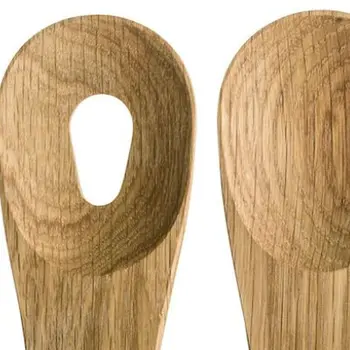 Set of Two Natural Solid Wood Salad Servers
