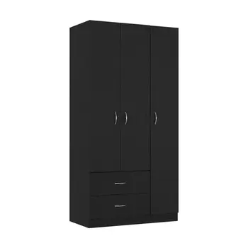 71" Black Manufactured Wood Two Drawer Combo Dresser