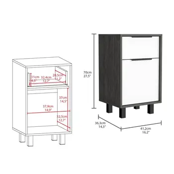 28" Wood One Drawer Nightstand