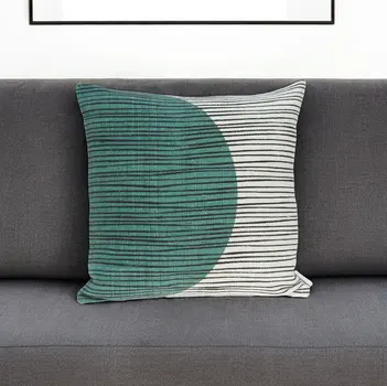 20" Teal and White Cotton Throw Pillow