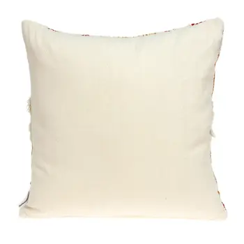 20" Beige and Orange Cotton Blend Throw Pillow With Fringe