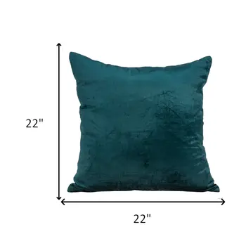 22" Teal Blue Cotton Blend Throw Pillow