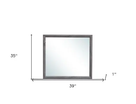 35" Dark Gray Wood Framed Accent Mirror