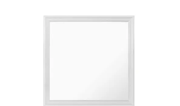 38" White Square Wood Framed Accent Mirror