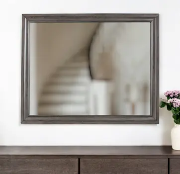37" Gray Wood Framed Accent Mirror