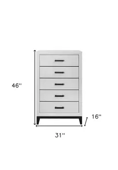 31" White Wood Five Drawer Standard Chest