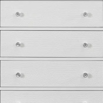 31" Metallic White Solid Wood Five Drawer Chest
