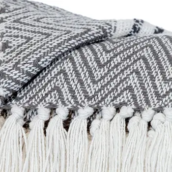 Charcoal Woven Cotton Striped Throw Blanket