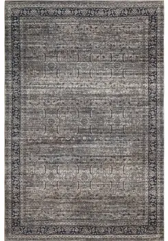 8' X 11' Gray and Ivory Oriental Power Loom Distressed Washable Area Rug