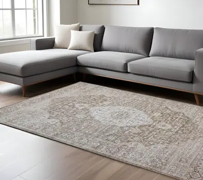 8' X 11' Gray And Ivory Oriental Shag Distressed Area Rug