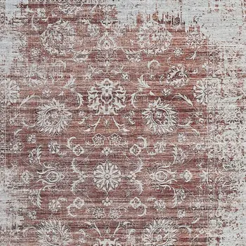 4' X 6' Rust Oriental Distressed Stain Resistant Area Rug