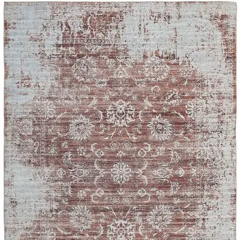 4' X 6' Rust Oriental Distressed Stain Resistant Area Rug