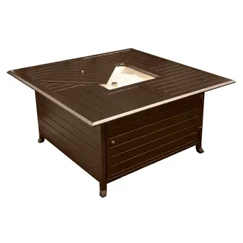 42000 BTU 45" Bronze Aluminum Propane Square Fire pit table With Cover