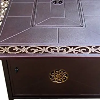 42000 BTU 35" Bronze Aluminum Propane Rectangular Fire pit table With Cover