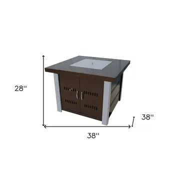 40000 BTU 38" Antiqued Bronze And Silver Steel Propane Square Fire pit table With Cover